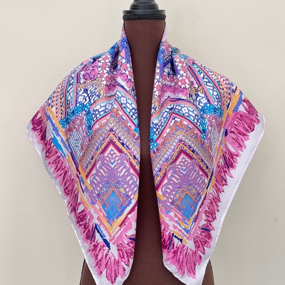 New Louis Vuitton Scarf Monogram Paradise Pink Multicolor Silk Wrap - Picture 4 of 13